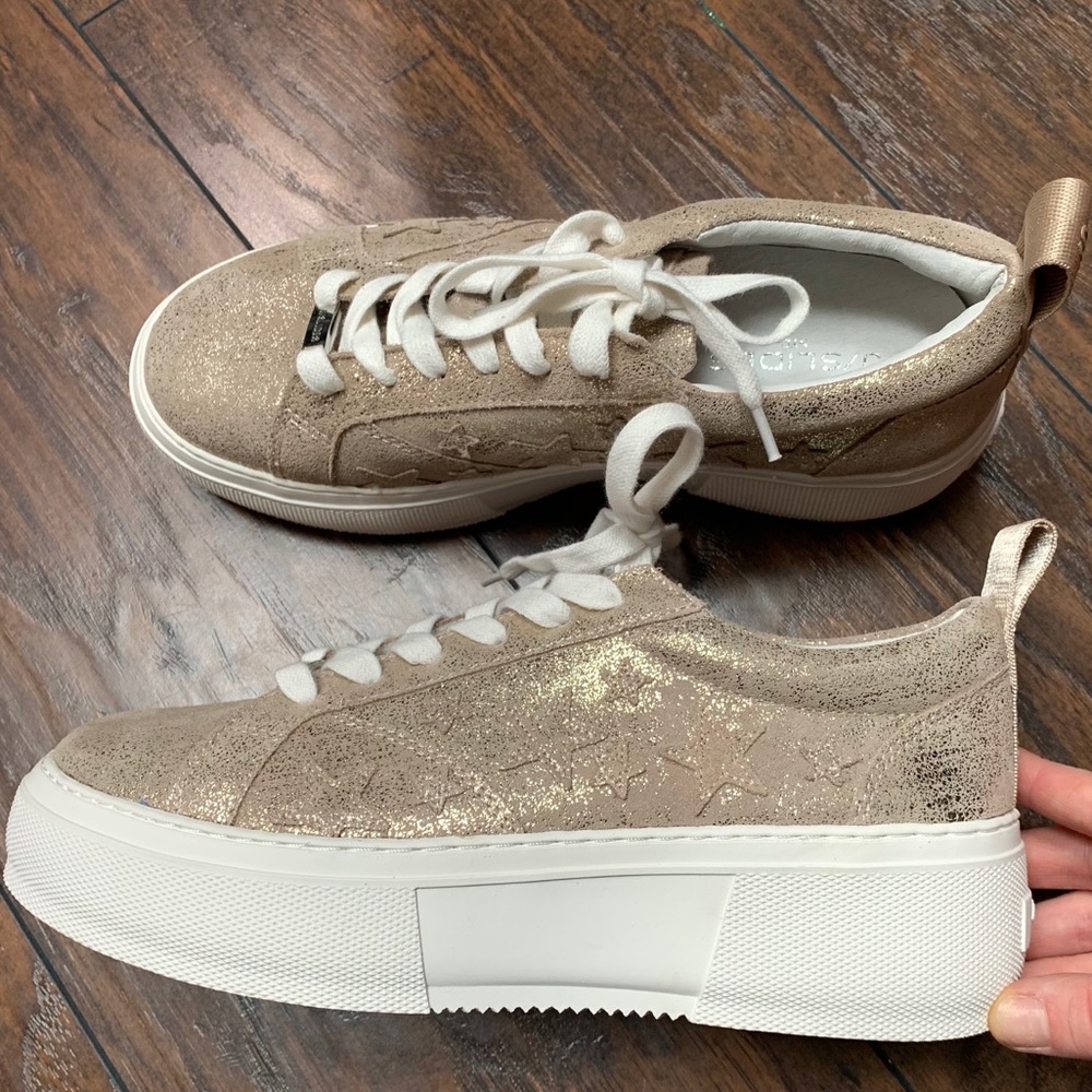 NEW J/Slides Costarr Sneaker in Gold Leather - Picture 8 of 11